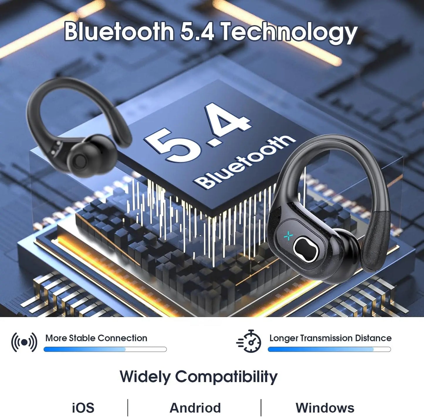 Wireless Earbuds With 75 Hours Playtime Bluetooth 5.4 IPX7