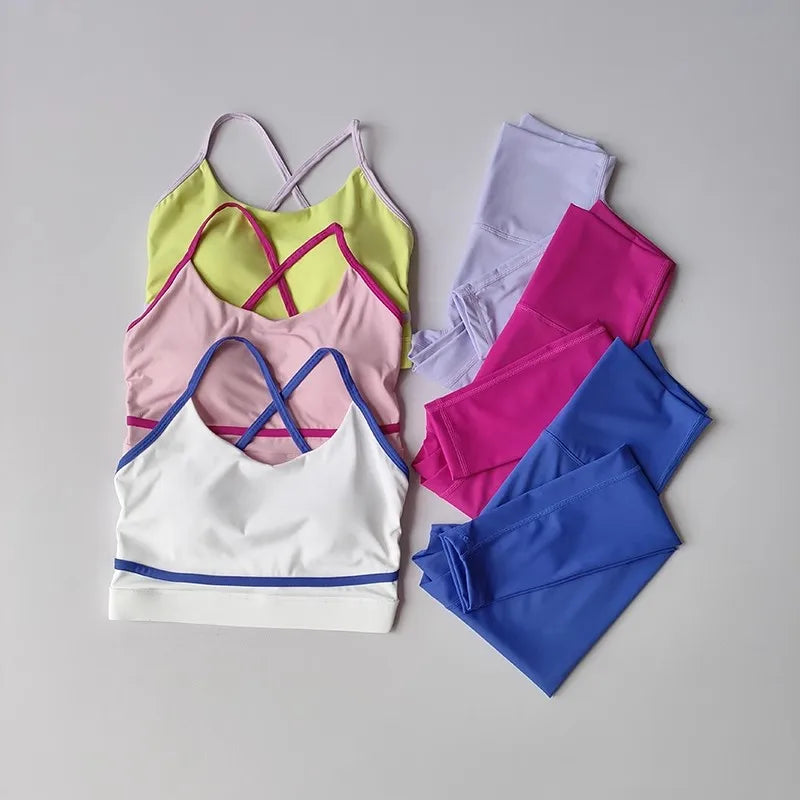 Women's Yoga Set 2-Piece High Waist Leggings And Sports Bra