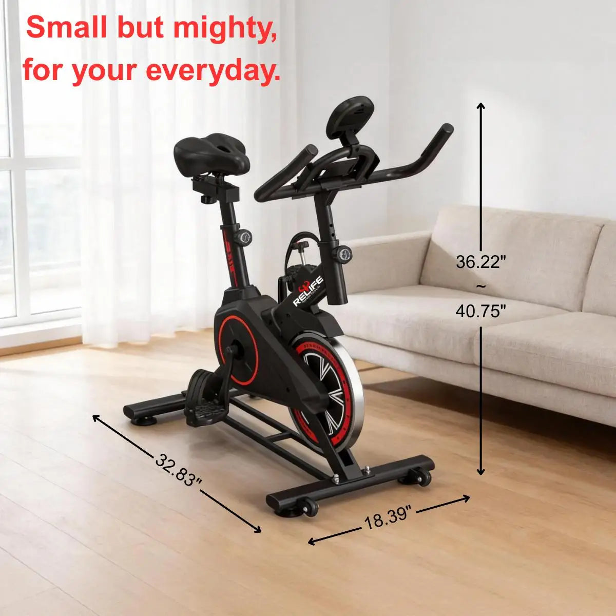 RELIFE Exercise Bike Stationary for Home Indoor,Cycling Bike with Silent Belt Drive for Home Cardio,Brake Pad