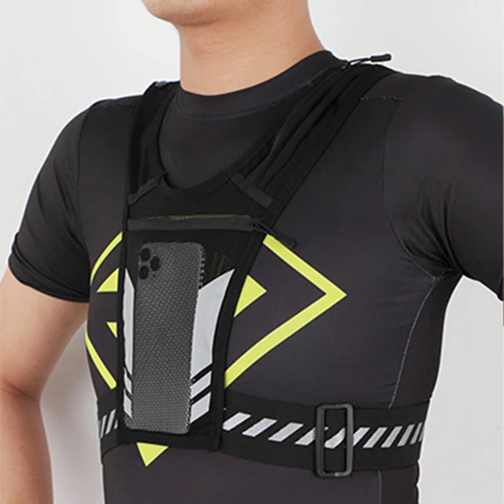 Unisex Reflective Mesh Running Phone Holder Vest With Adjustable Buckle