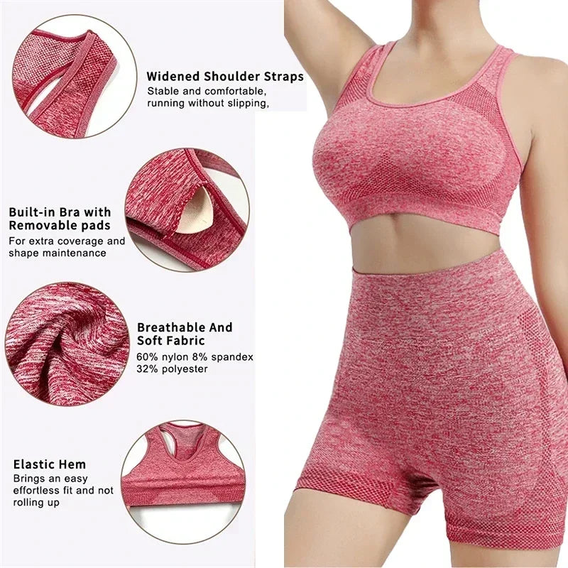 Seamless Yoga Set For Women, Breathable Quick-Dry Gym Wear