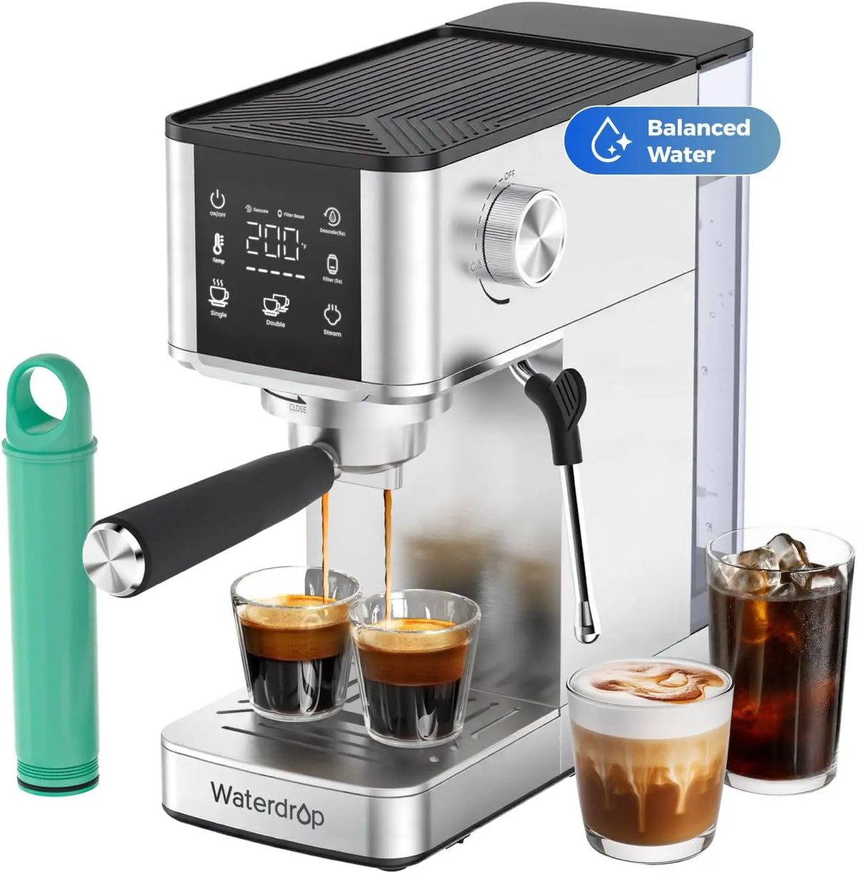 Waterdrop 20 Bar Semi Automatic Espresso Machine With Steam Wand