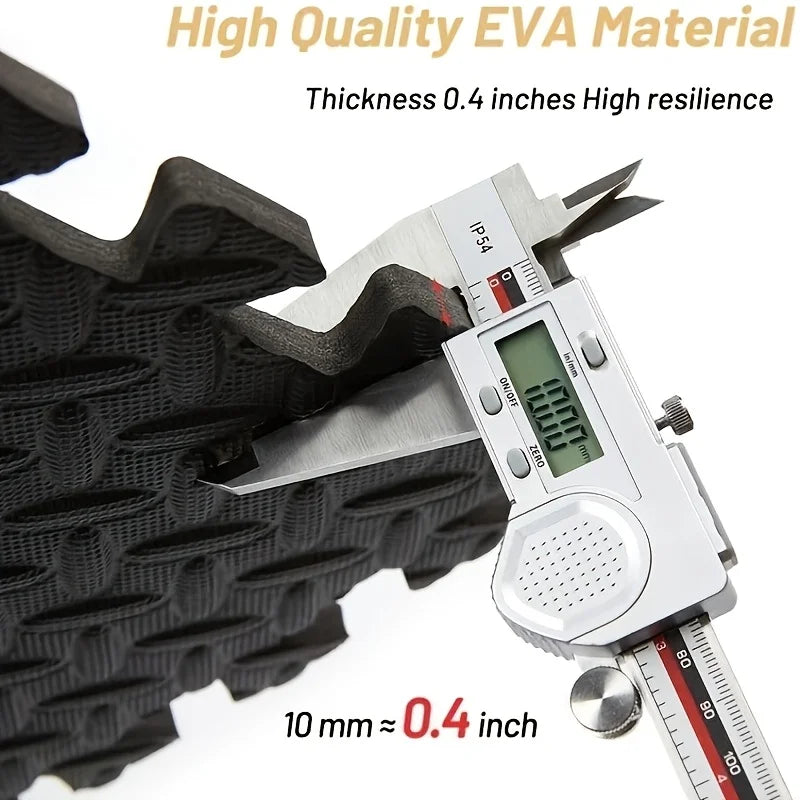 60pcs,11.8x11.8 Inch Interlocking EVA Foam Puzzle Floor Tiles, 1/2 Inch Thick Anti-Slip Shock Absorbing Gym Exercise Mats, Waterproof Noise Reduction Floor Padding with Border Strips for Home Gym Yoga Treadmill Garage Worksho