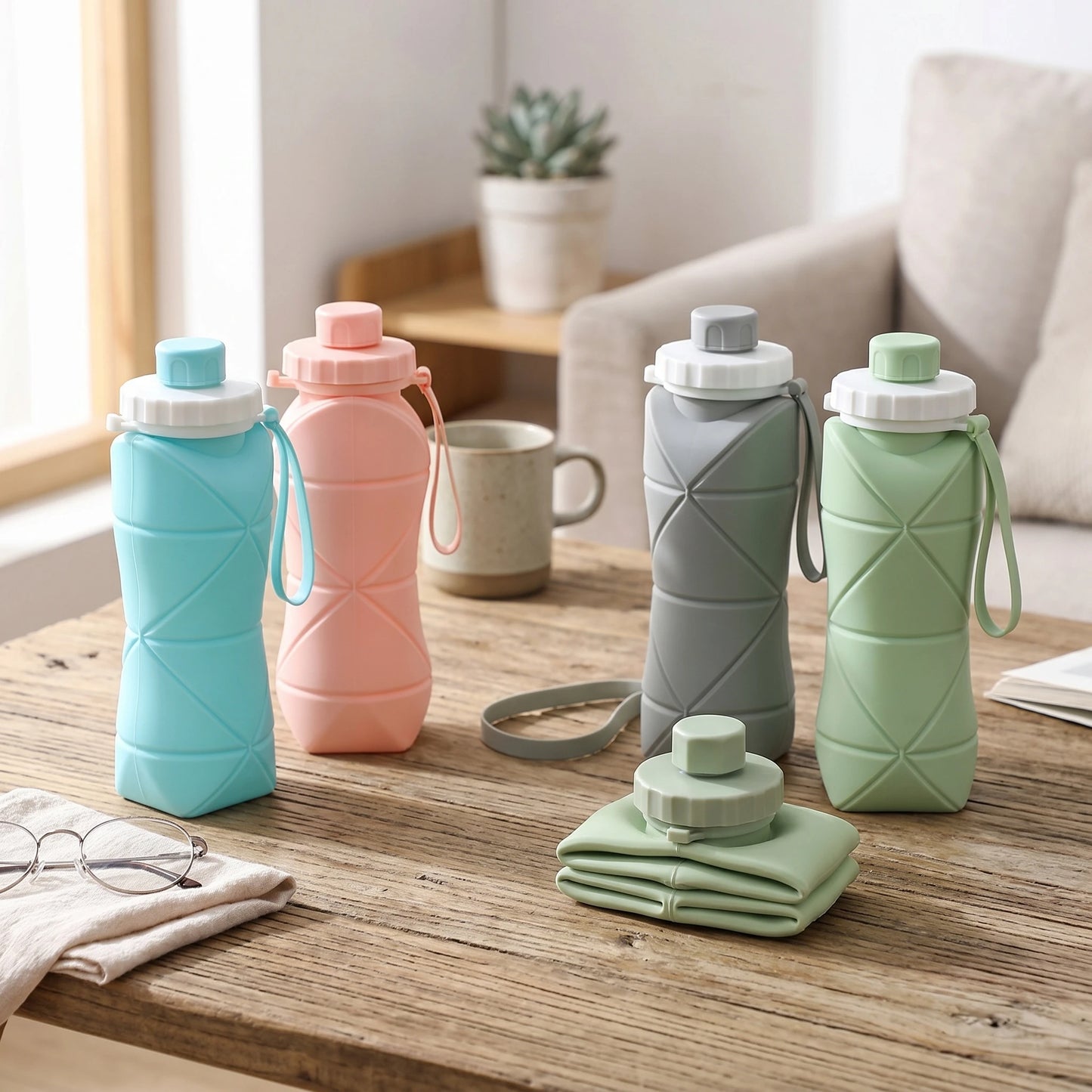 Silicone Water Bottle Folding Portable Reusable For Outdoor Activities