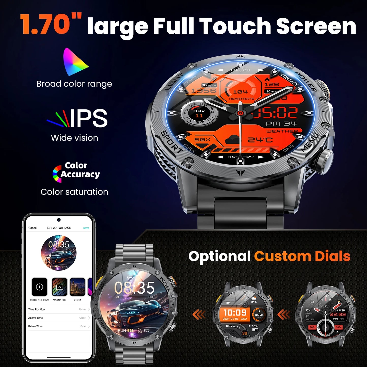 Men's Military Smart Watch With Bluetooth Calling