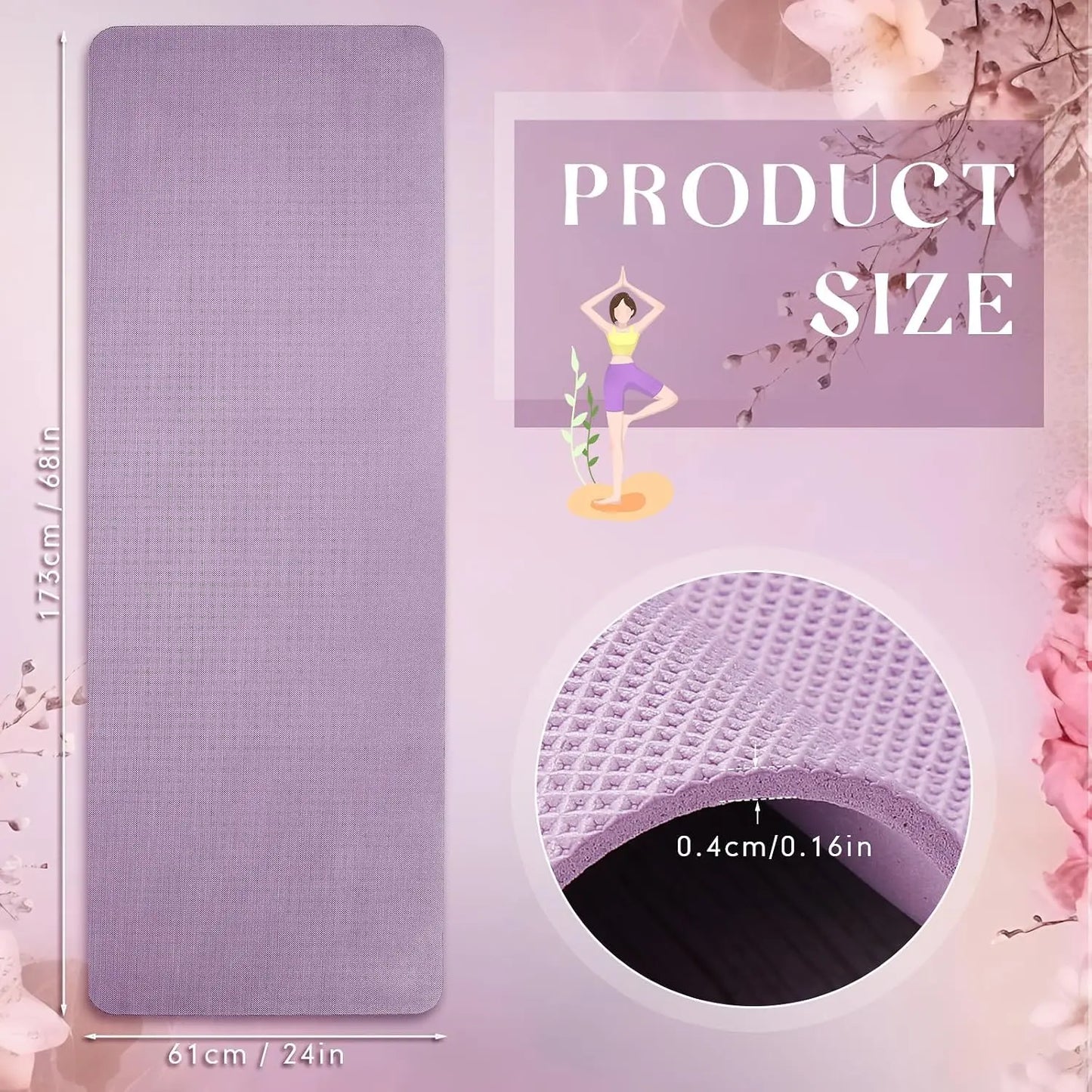 6 Pack Yoga Mats Bulk 68 x 24 Inches Non Slip Exercise Yoga Mat 4 mm Thick Anti Slip Tear Resistant Sports Gym for Fitness Stretching Home Workout and Studio