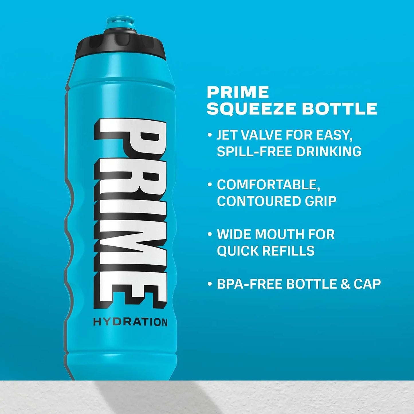 Sports Water Bottles, 32 oz, Blue, Squeeze, BPA Free, Dishwasher Safe, Ergonomic Easy-Grip Leakproof Design, Fast Hydration for