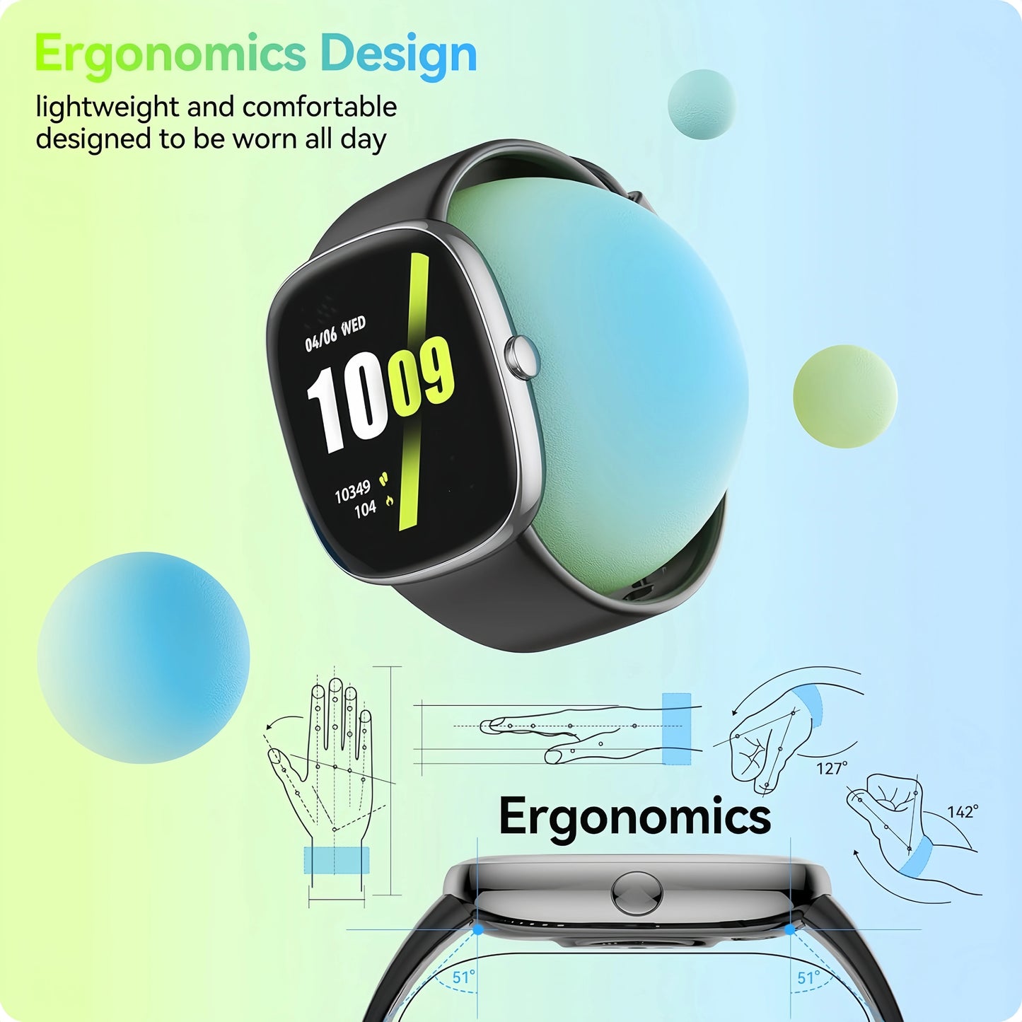 Anyloop Smart Watch Sleep Tracking Fitness Activity Tracker