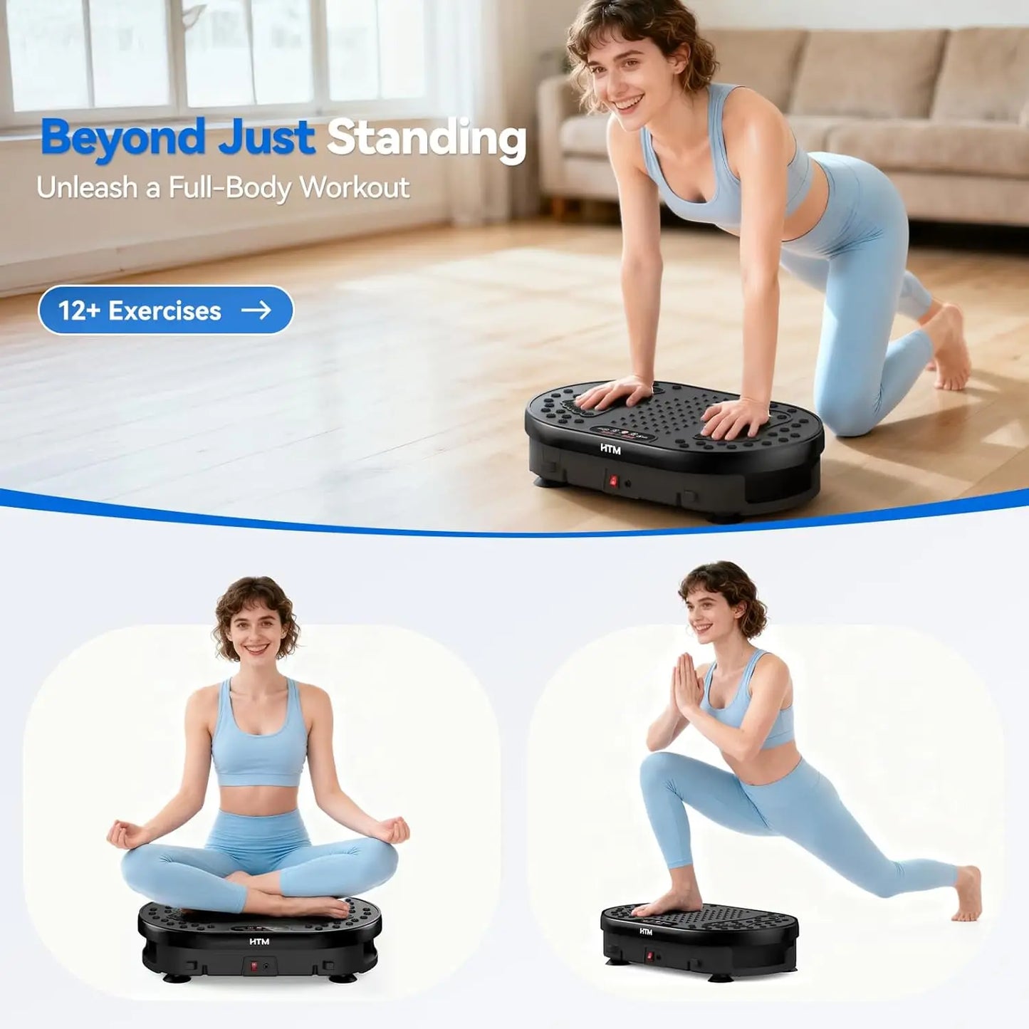 Vibration Plate 18 inch Exercise Machine Whole Body Workout Power Vibrate Fitness Platform  Weight Loss Shaping 120 Speed Levels