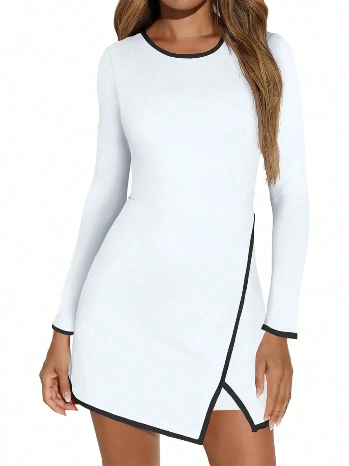 Women's High Stretch Party Dress Long Sleeve Built-In Bra Pockets Athletic Stretchy Fabric Gym Court  beach dress