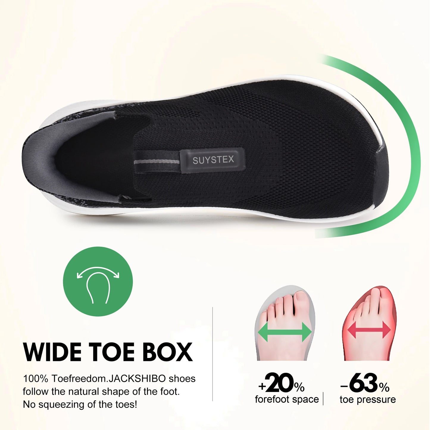 Men's Slip-On Walking Shoes With Arch Support Cushioned Zero Drop