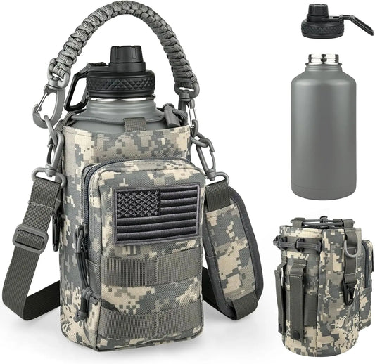 Insulated Stainless Steel Water Bottle With MOLLE Pouch