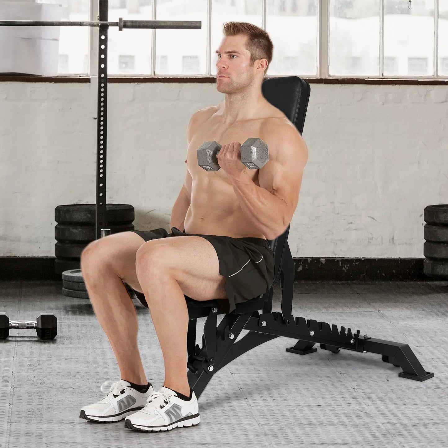 Ergonomic Strength Weight Bench 9 Angle Adjustable Strength Training Bench Exercise Bench for Bench Press Full-Body Workouts