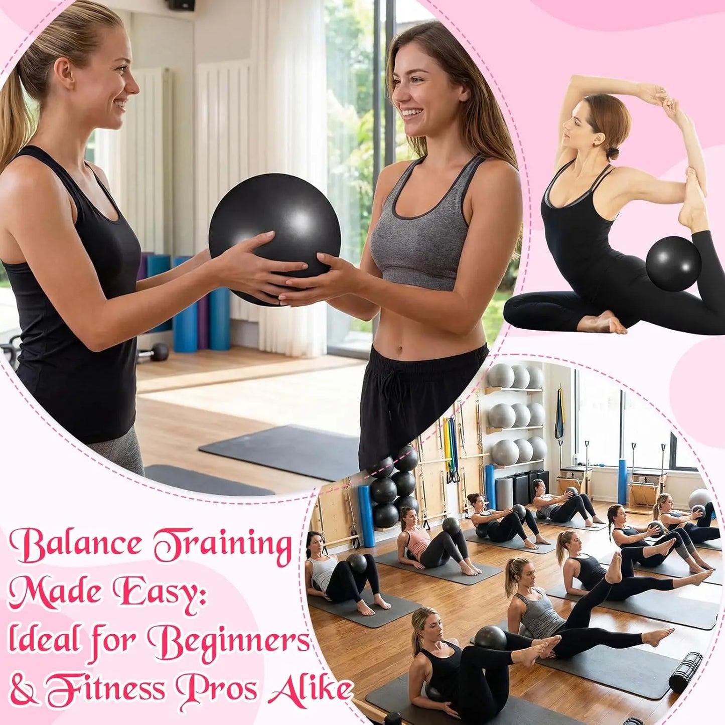 40 Pieces 9 Inch Exercise Pilates Yoga Ball Therapy Ball for Yoga Stability Barre Training Stretching