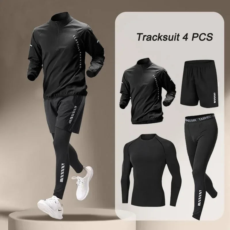 Kizarco Men's Quick Dry Jacket Set For Outdoor Running