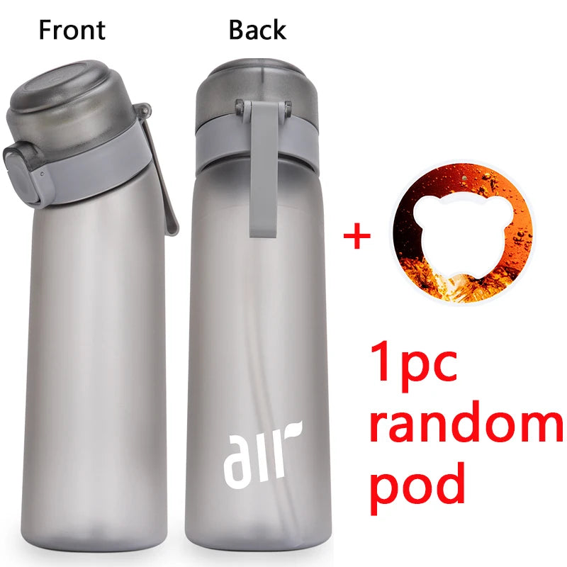 1pc Air Water Bottle with 1pc Random Flavor Pods Portable Transparent with Straw Leak Proof Suitable for Outdoor Sports