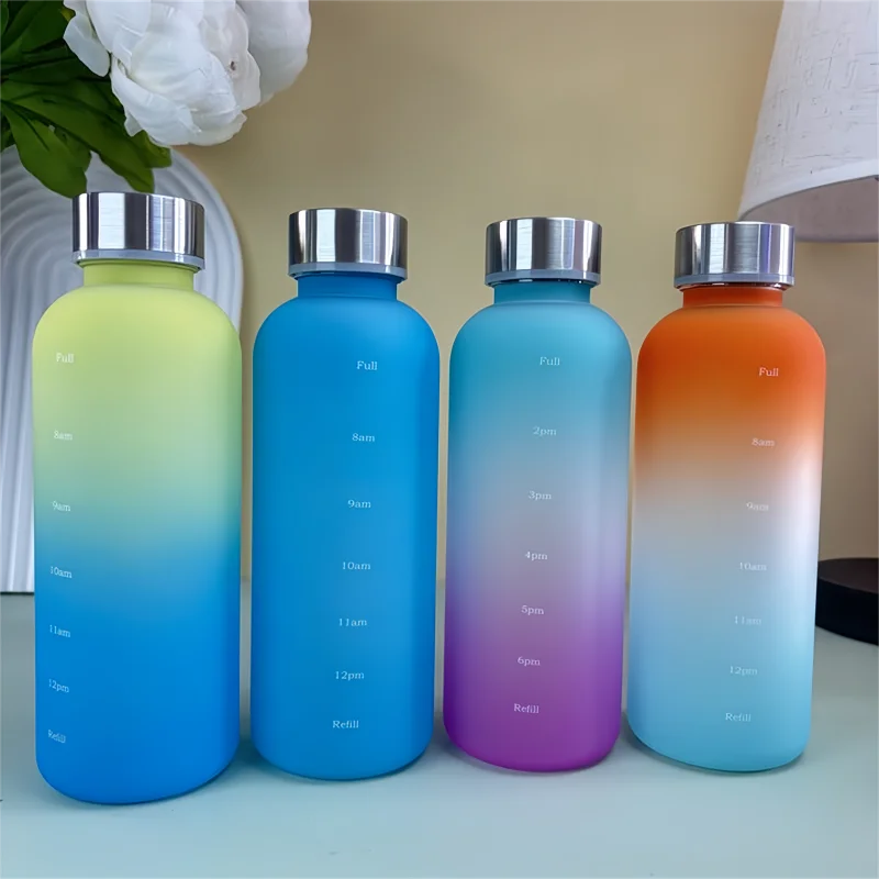 Time Marker Water Bottle Eco Friendly BPA Free Frosted Plastic