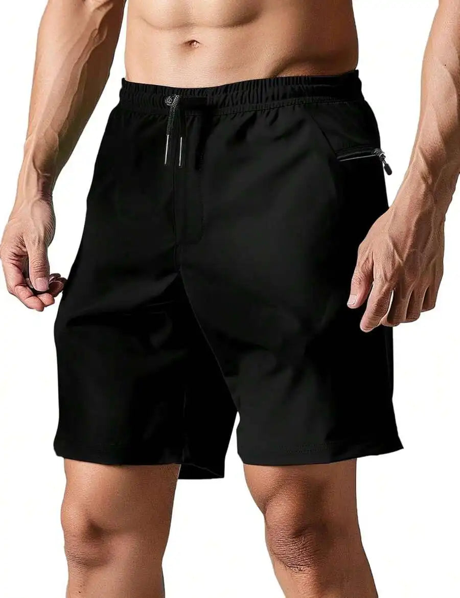 Mens Quick Dry Swim Trunks With Compression Liner And Zipper Pockets