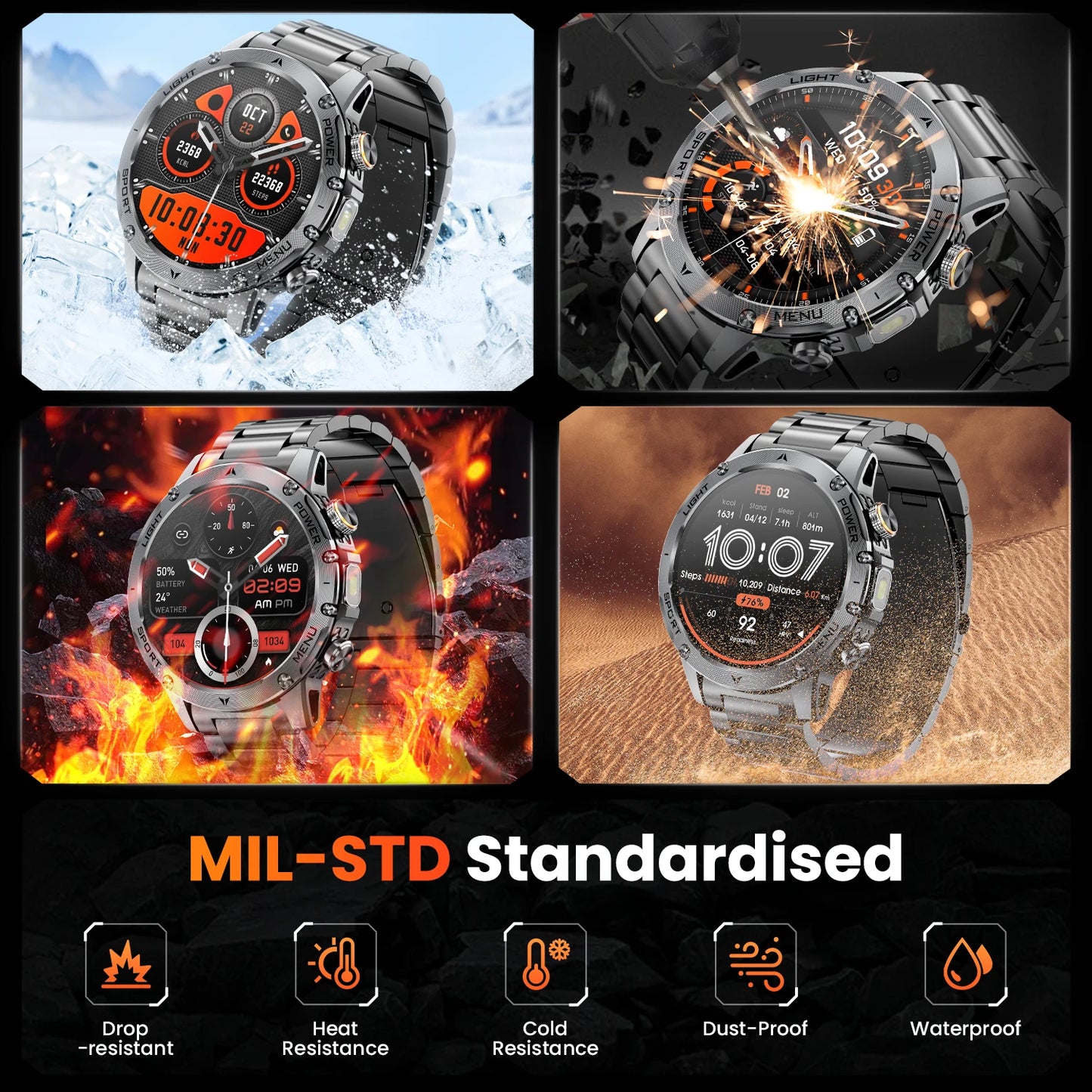 Men's Military Smart Watch With Bluetooth Calling