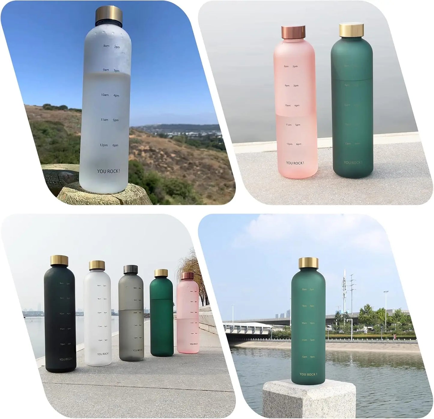 Water Bottle With Time Markers Motivational Hydration Reminder
