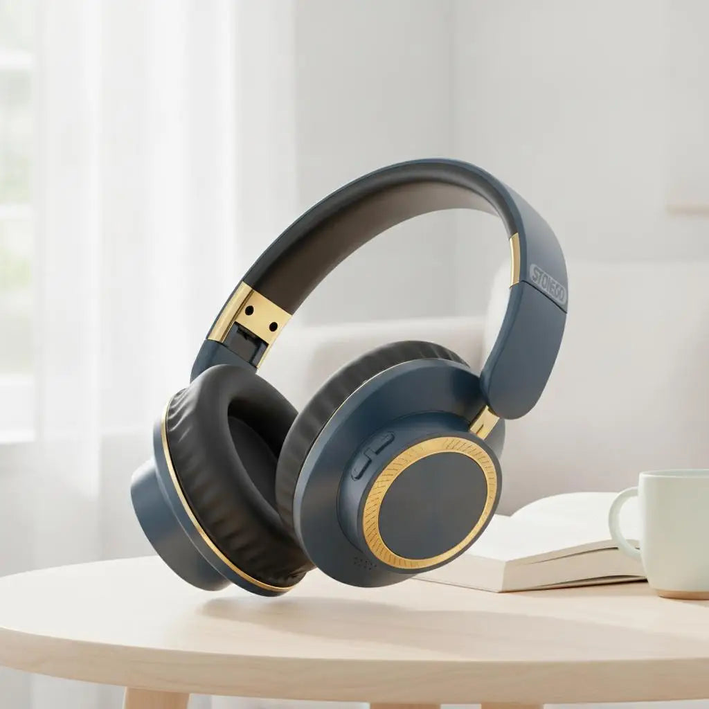 Foldable Wireless Bluetooth Headphones with 40mm Driver for Rich HiFi Sound and Heavy Bass Over Ear Gaming Headset with Built In Microphone and Wireless Calling for PC and Phone Suitable for Home Office Travel and Gaming