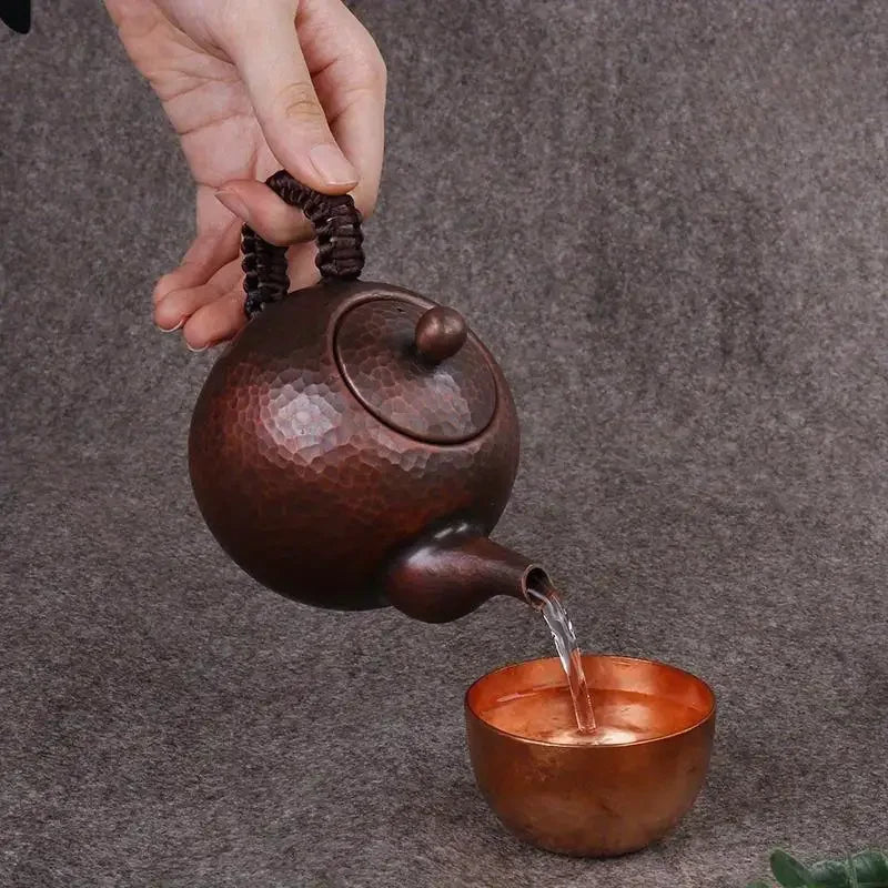 Handmade Antique Copper Kung Fu Teapot for Traditional Tea Brewing