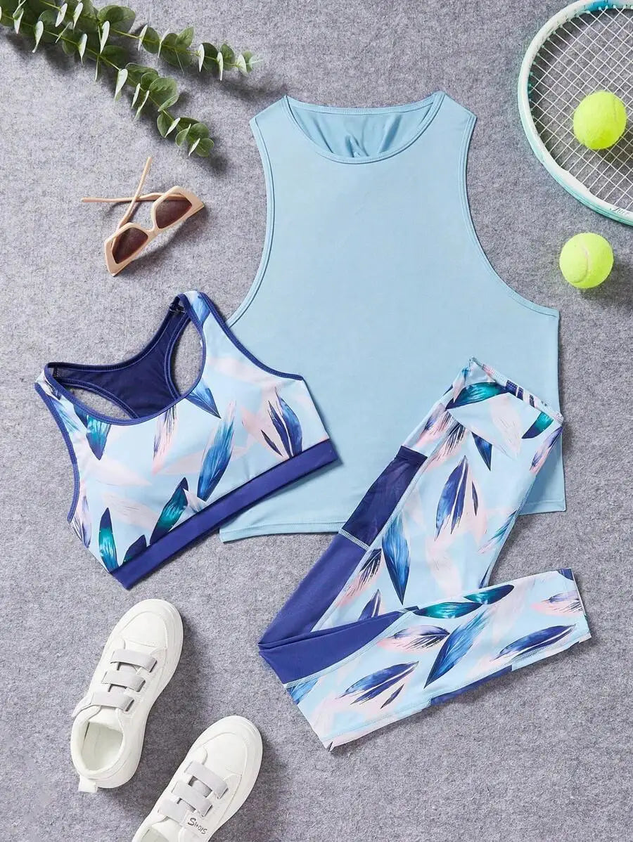 Womens Racerback Tank Top and High Waisted Leggings Athletic Set