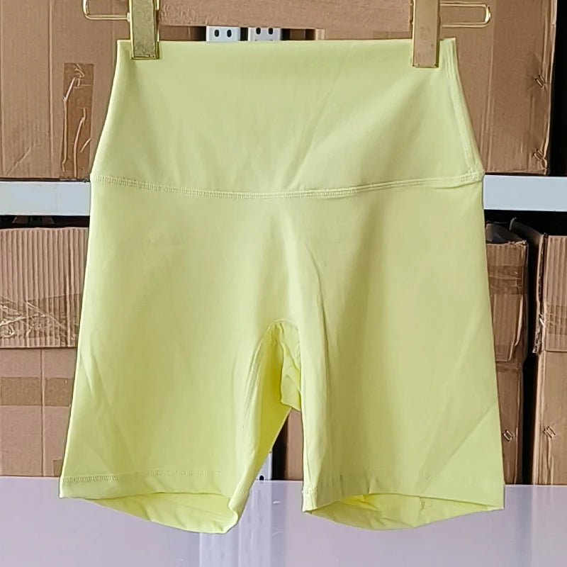 SDFHSFH Women's High Waist Yoga Shorts Nylon Elastane