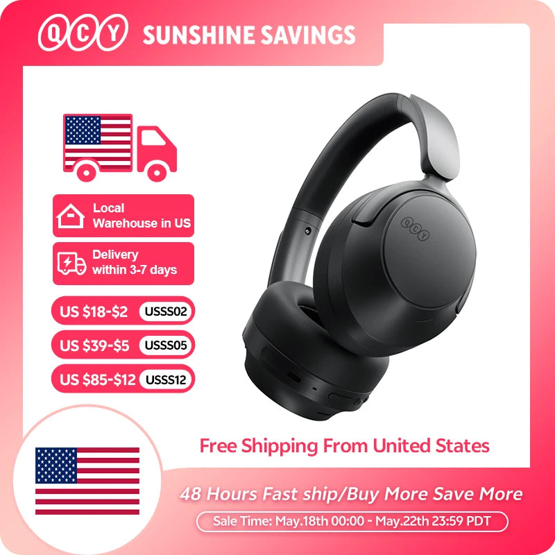 QCY BH25H3SA Wireless Adaptive ANC Over Ear Headphones LDAC