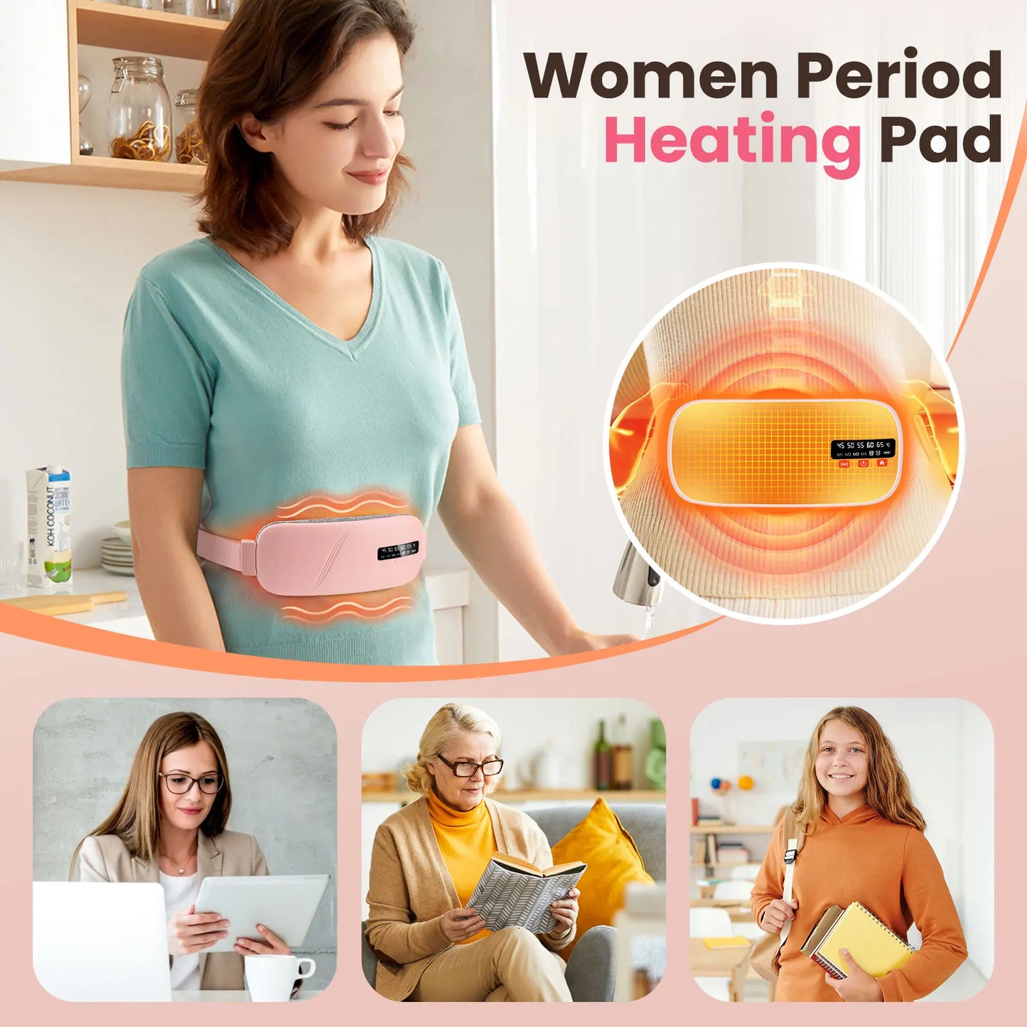 Portable Menstrual Heating Pad Massager Belt for Period Relief