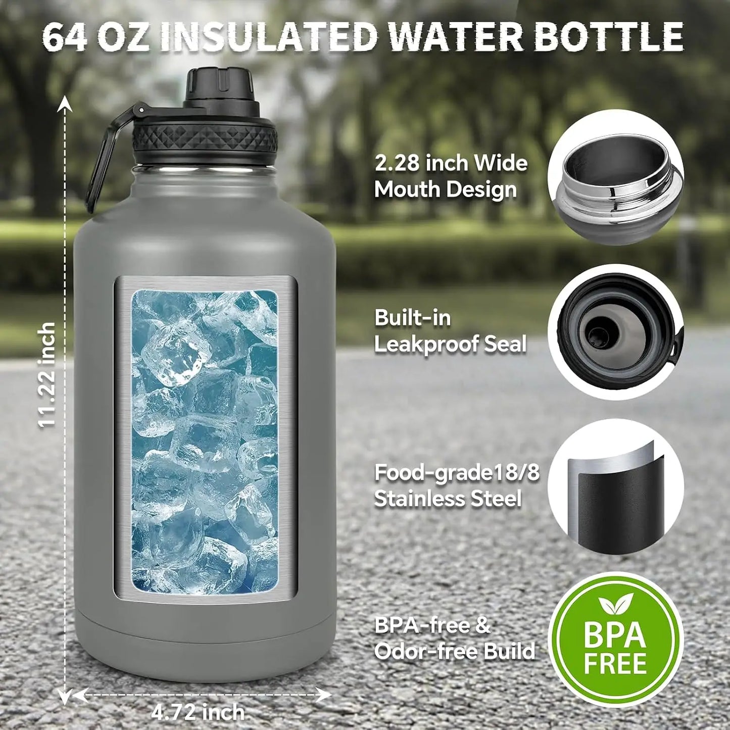 Insulated Stainless Steel Water Bottle With MOLLE Pouch