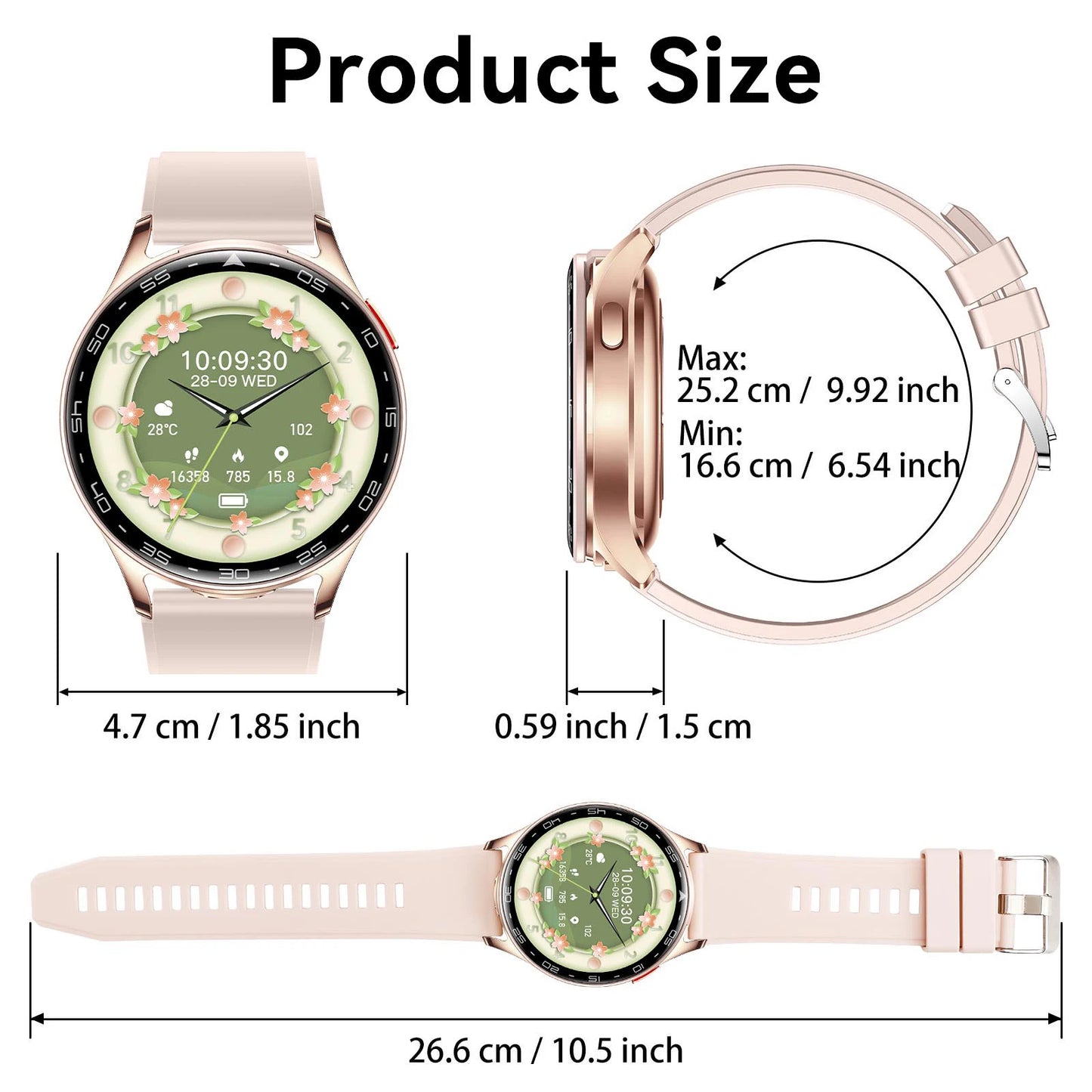 EIGIIS 2-in-1 Smart Watch With Hidden Earbuds For Women