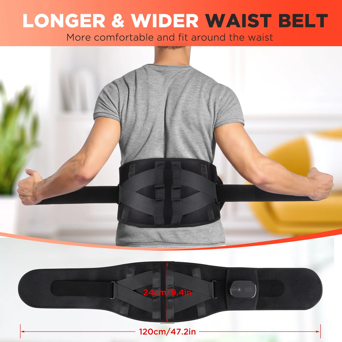 Hailicare Heated Lumbar Support Belt With Vibration Massage