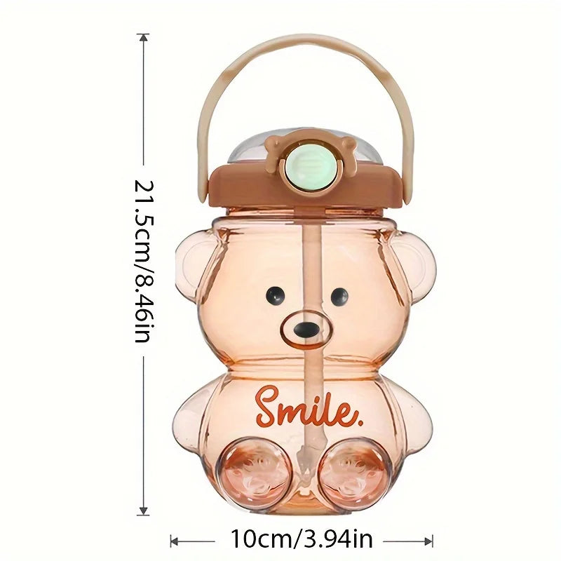 Cute Bear Cup Various Modes of 1000ml/1400ml Tumbler with Straw Kawaii Water Bottle for Girl Kid Outdoor Drinking Kettle