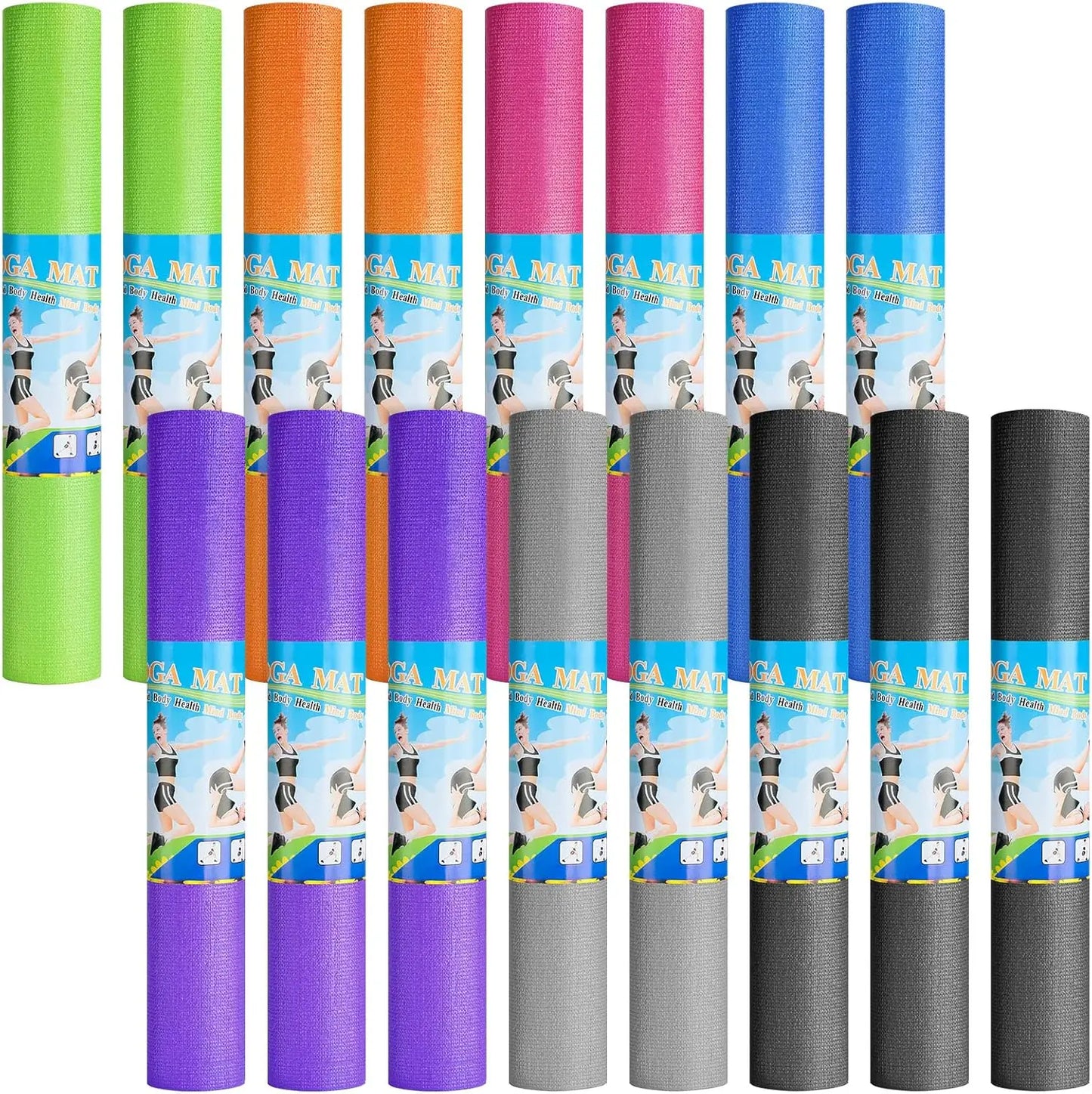 3 mm Thin Yoga Mats Lightweight PVC Exercise Mats Non Slip Workout Fitness Pads for Yoga Pilates Stretching Classes Gym Home Studio, Easy to Clean