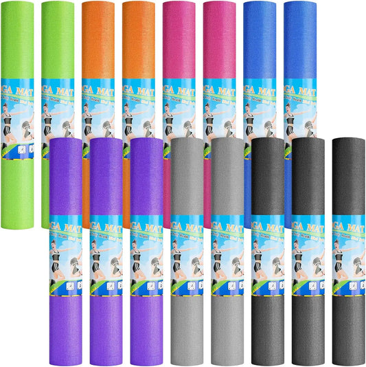3 mm Thin Yoga Mats Lightweight PVC Exercise Mats Non Slip Workout Fitness Pads for Yoga Pilates Stretching Classes Gym Home Studio, Easy to Clean