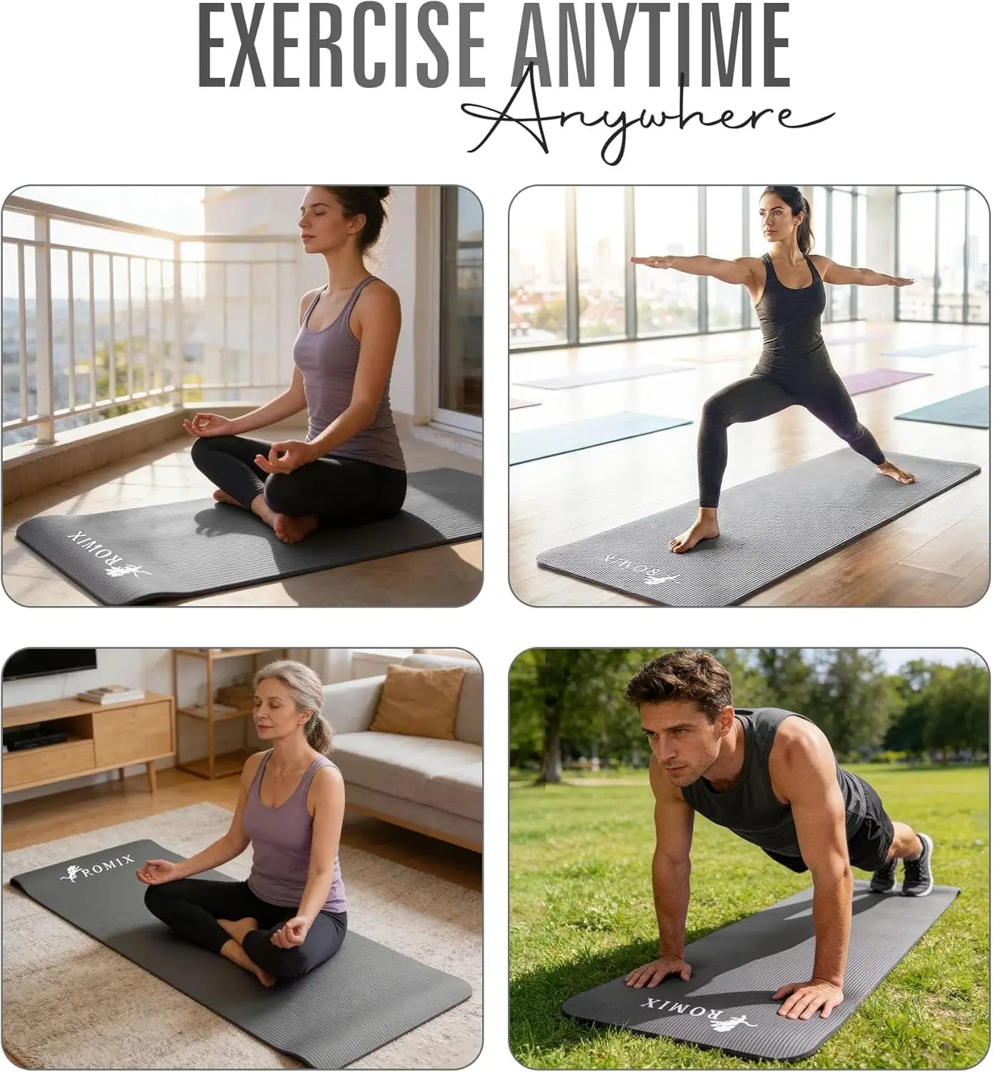 Yoga Mat Non-Slip Extra Thick Cushioning for Home Workouts
