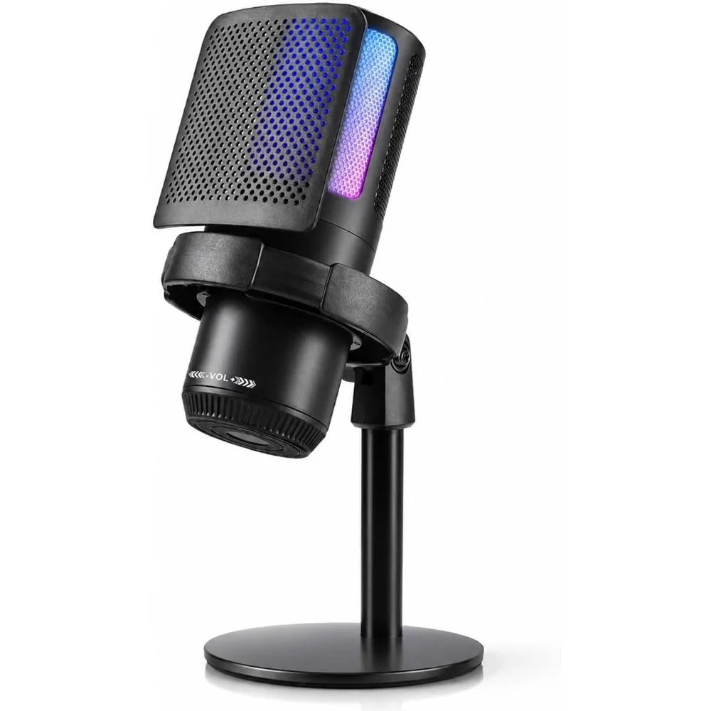 RGB USB Streaming Microphone for PC and Console Gaming with Quick Mute Feature