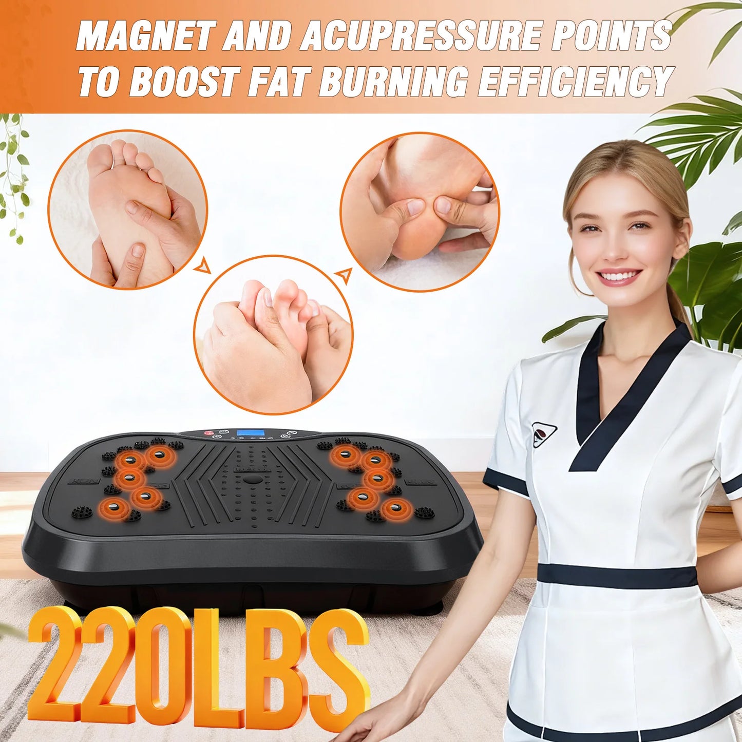 Portable Vibration Plate Exercise Machine Full-Body Workout with Bluetooth Resistance Bands Yoga Straps for Weight Loss &Shaping