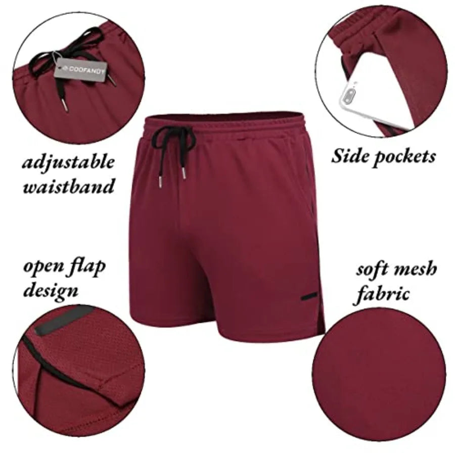 Men's Two Pack Quick Dry Athletic Running Shorts With Pockets