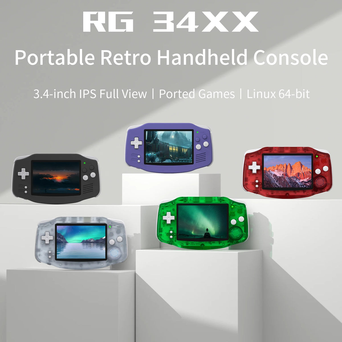 Anbernic RG34XX Retro Handheld Game Consoles Linux 64-bit 3.4-inch IPS 720*480 Screen H700 Quad-core 3500mAh RG 34XX Portable Gaming Console  Streaming WiFi Bluetooth HD TV Output