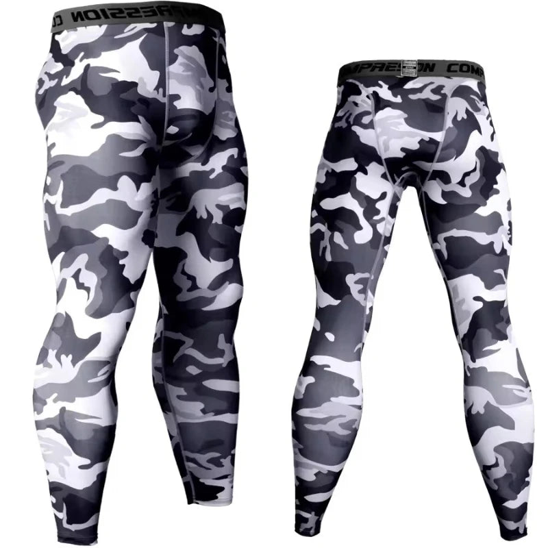 Camouflage Running Leggings For Men Quick Dry Compression Tights