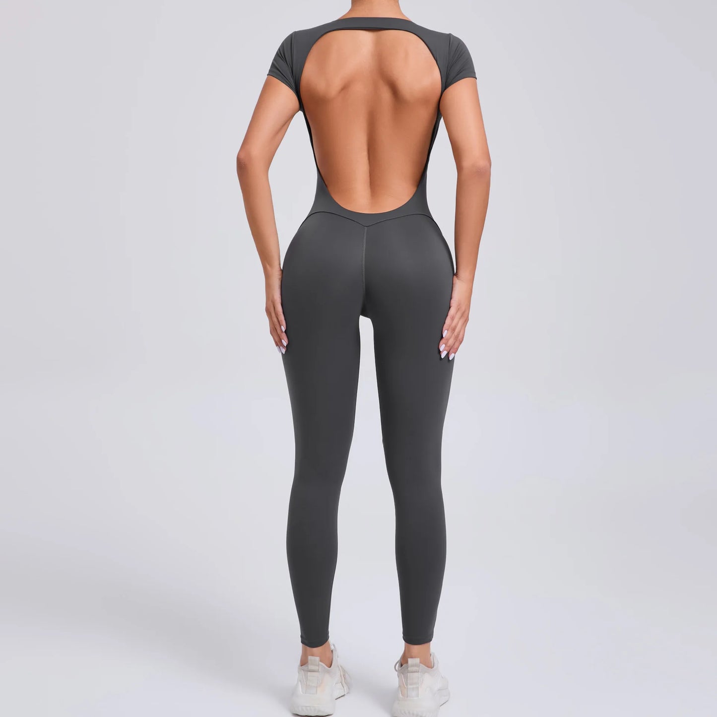COZOK Women's Open-Back Yoga Jumpsuit Quick-Dry Slim Fit