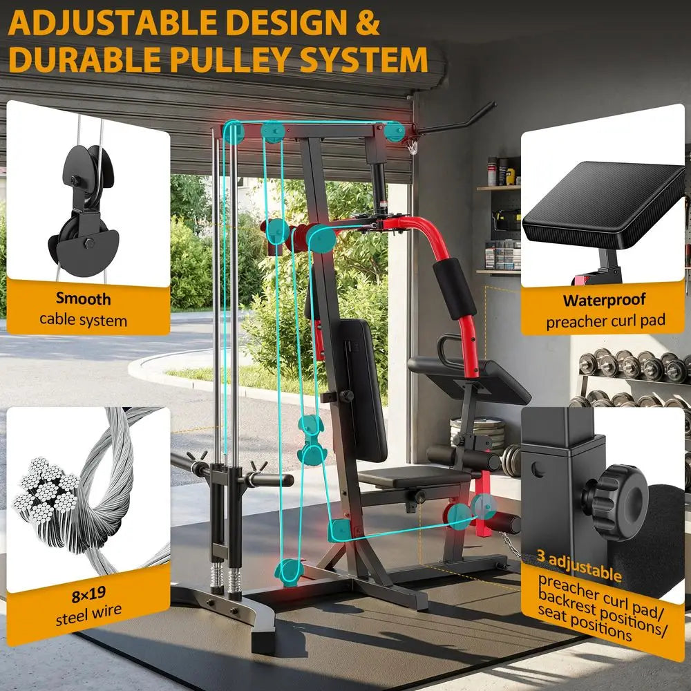 YTYIN All-in-One Home Gym With Pulley System Seated Row