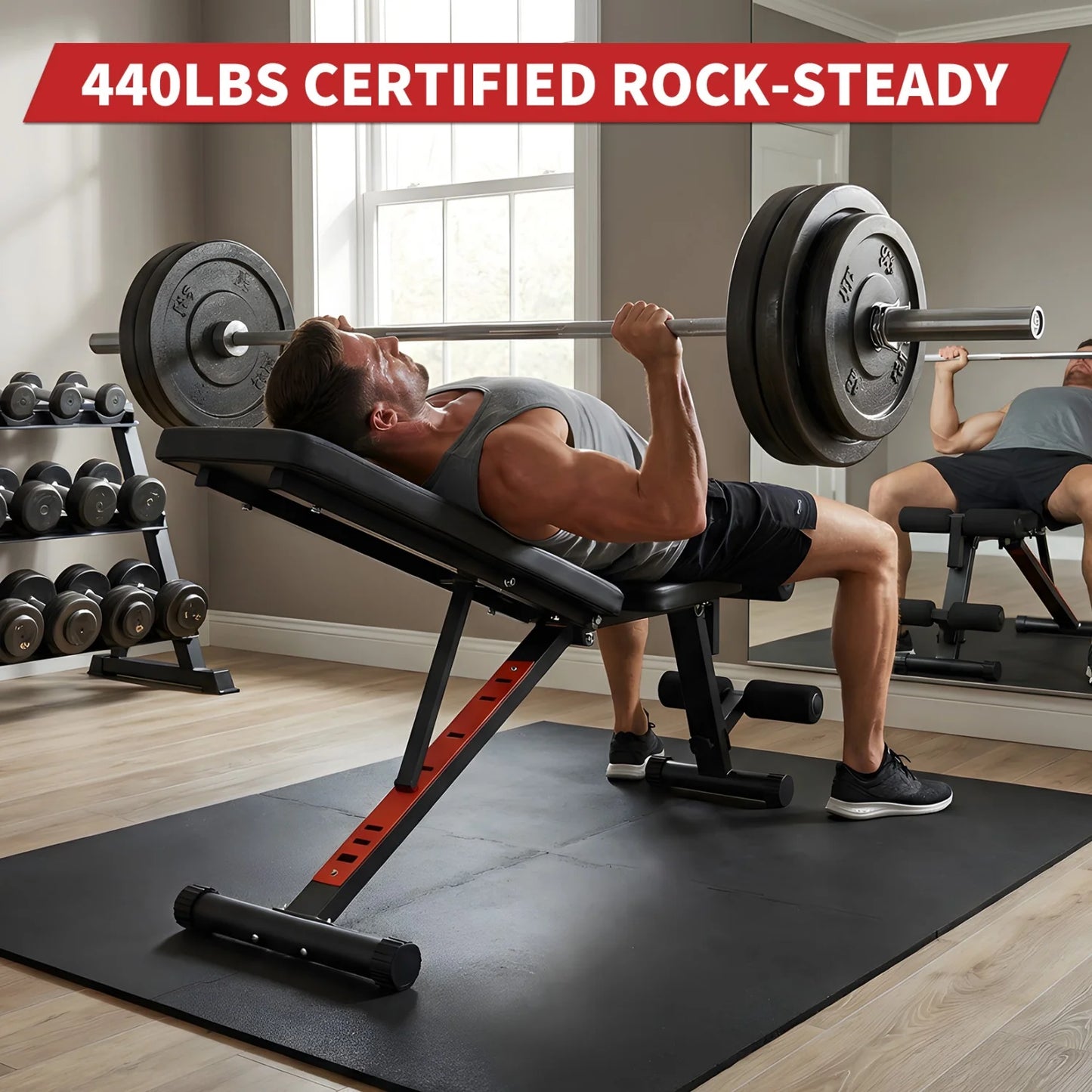 HiMISS Adjustable Weight Bench With Leg Extension And Preacher Curl