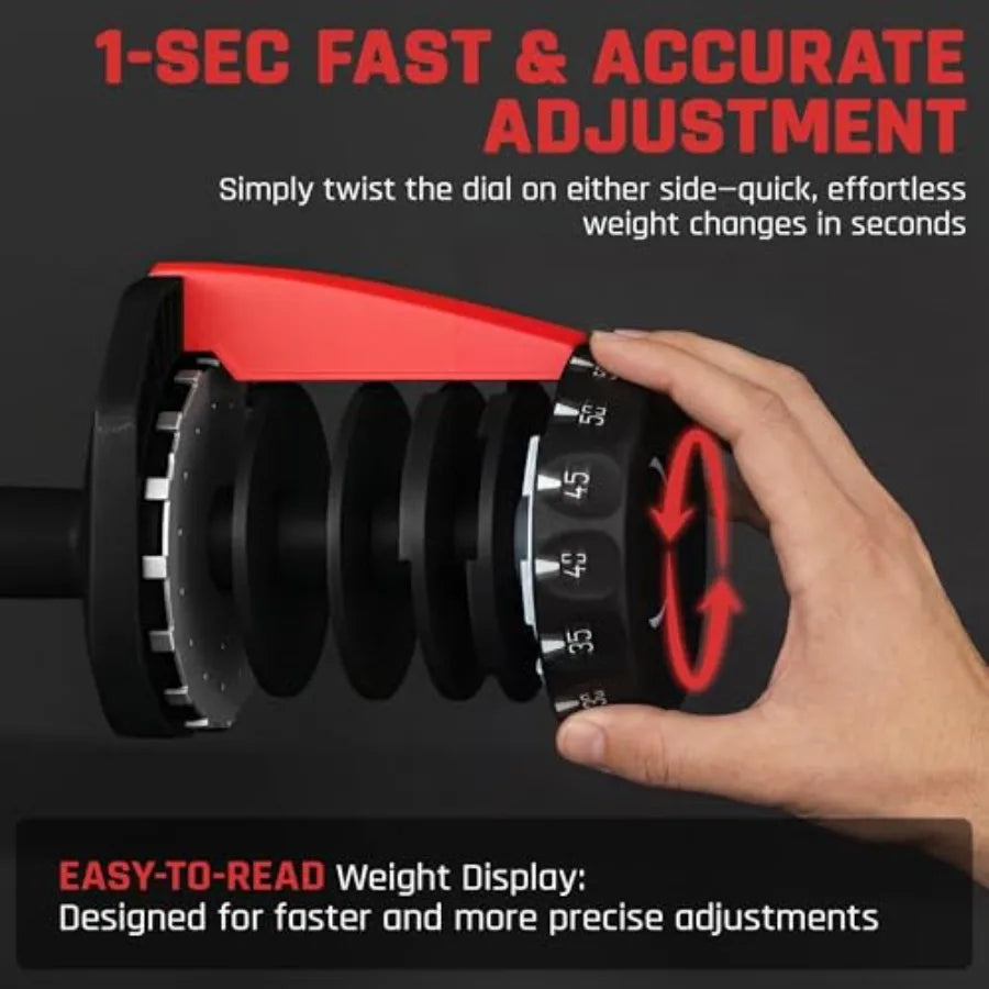 SHXI Adjustable Dumbbell Set 28/40/52.5/90 LBS Fast Adjust With Tray