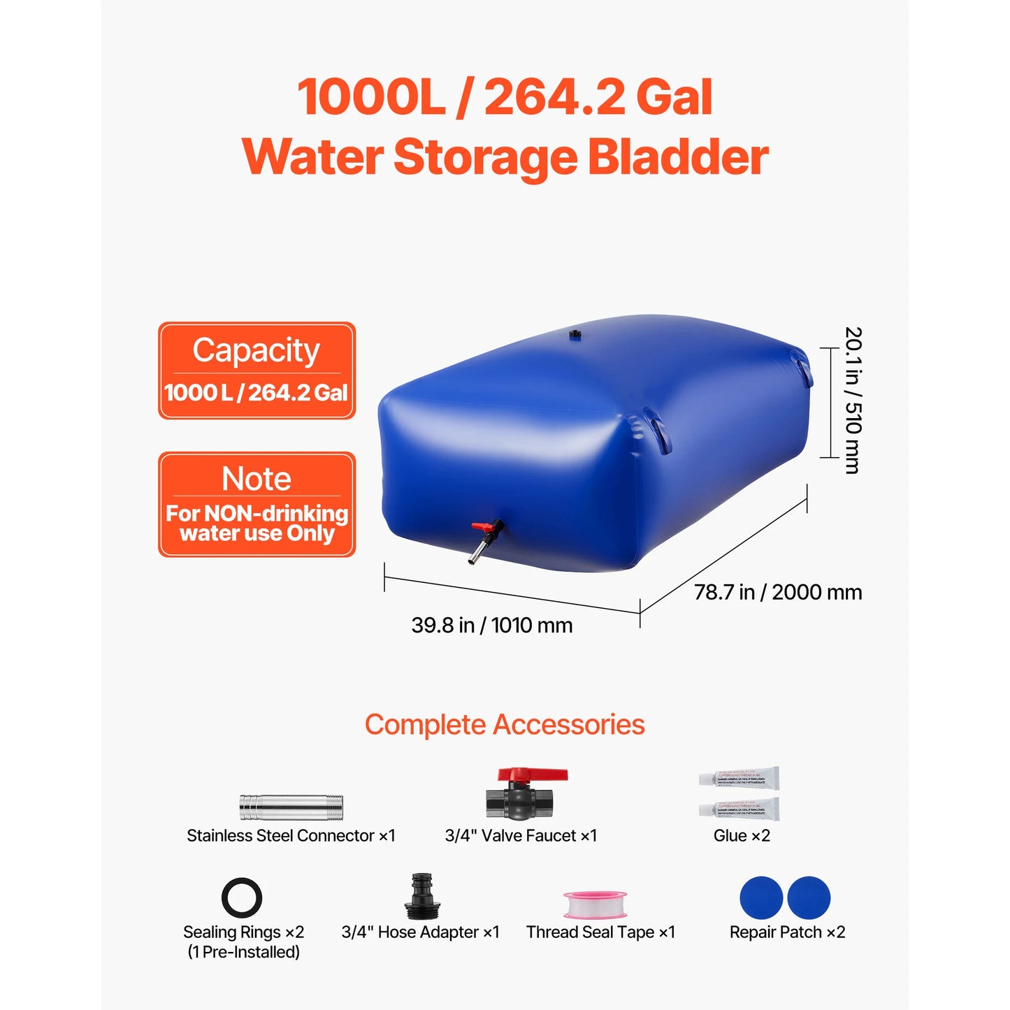 SucceBuy Water Storage Bladder TPU Collapsible Bag For Outdoors