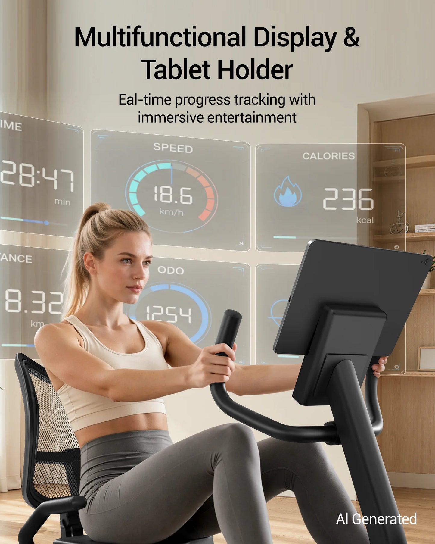 New ROBORE CBR80 Recumbent Exercise Bike, Quiet Recumbent Stationary Bike for Adults & Seniors, Magnetic Stationary Bike with 16-Level Resistance, Supports 350LB, Heart Rate Handle & LCD Display