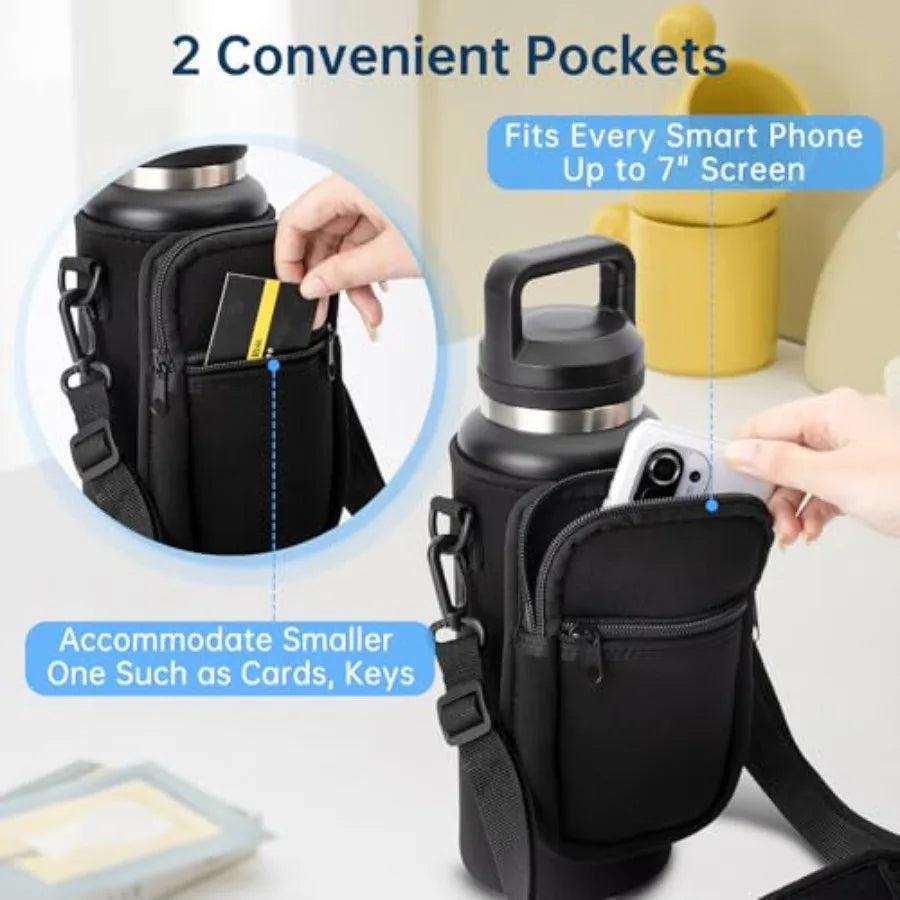 Water Bottle Carrier Bag For Rambler With Adjustable Strap