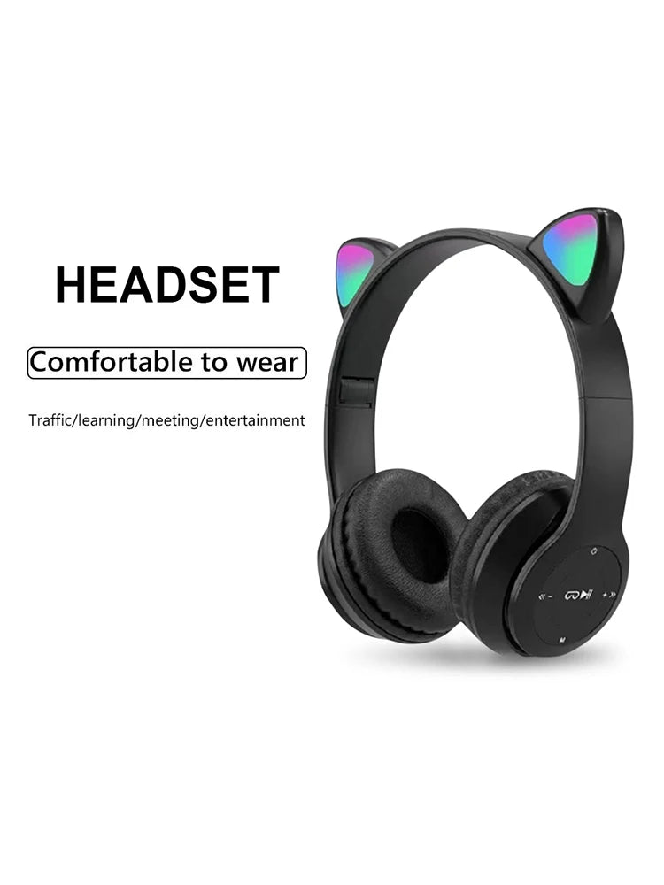 ANENG Wireless Cat Ear Headphones Bluetooth Over-Ear Headset Glow Light